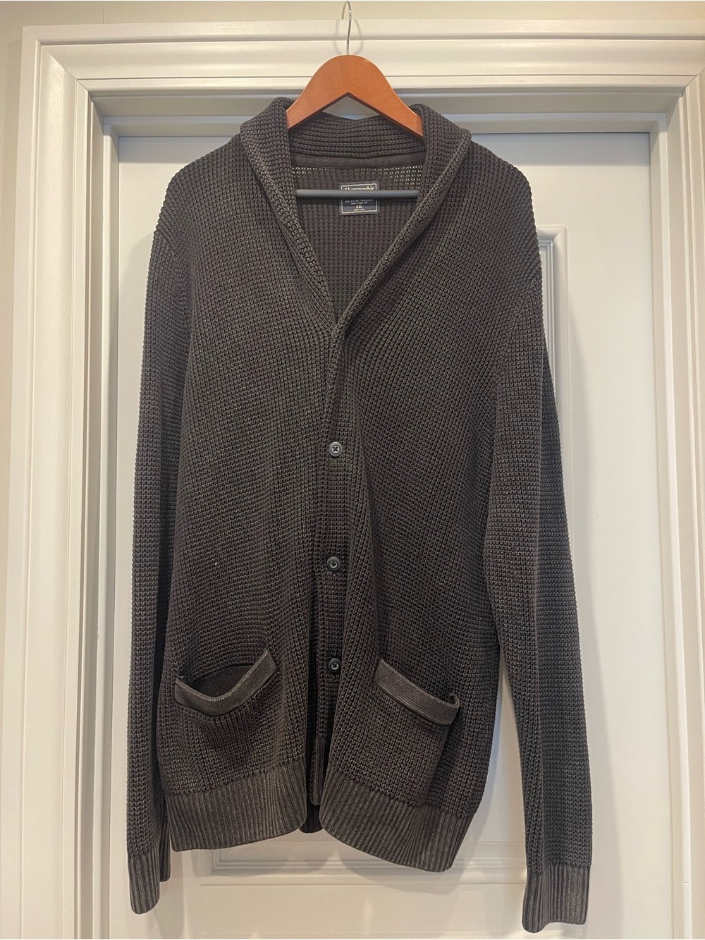 Abercrombie & Fitch Men's Shawl Collar Cardigan - Charcoal
